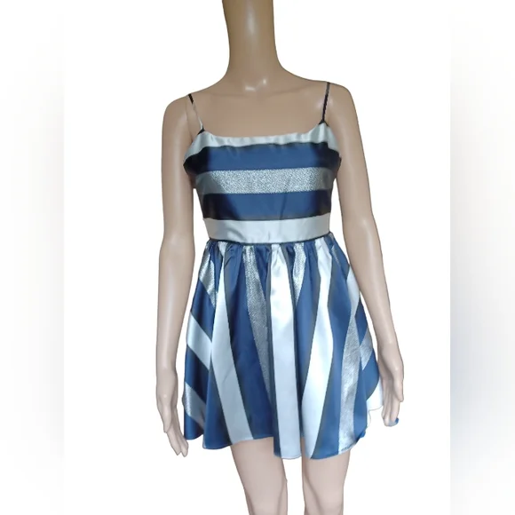 Lovers + Friends Womens Sleeveless Fit Flare Aline Mini Dress Striped Size XS - Picture 2 of 10